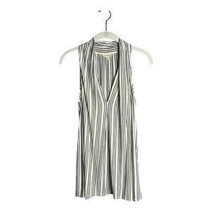 Max Studio Blue and White Striped Sleeveless Tunic V Neckline Size Small